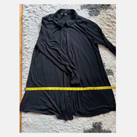 EILEEN FISHER - Drapey Black Button Up Tunic - Picture 4 of 7